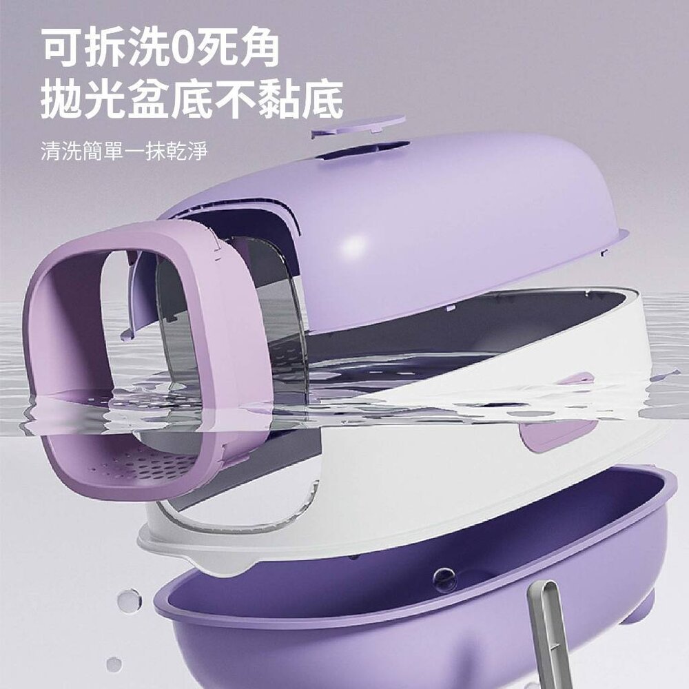 iCat 寵喵樂 紫外線加長加寬全罩式A款貓砂盆【台灣極速出貨】送貓砂鏟+除臭包 全封閉式 貓砂盆『WANG』-圖片-5