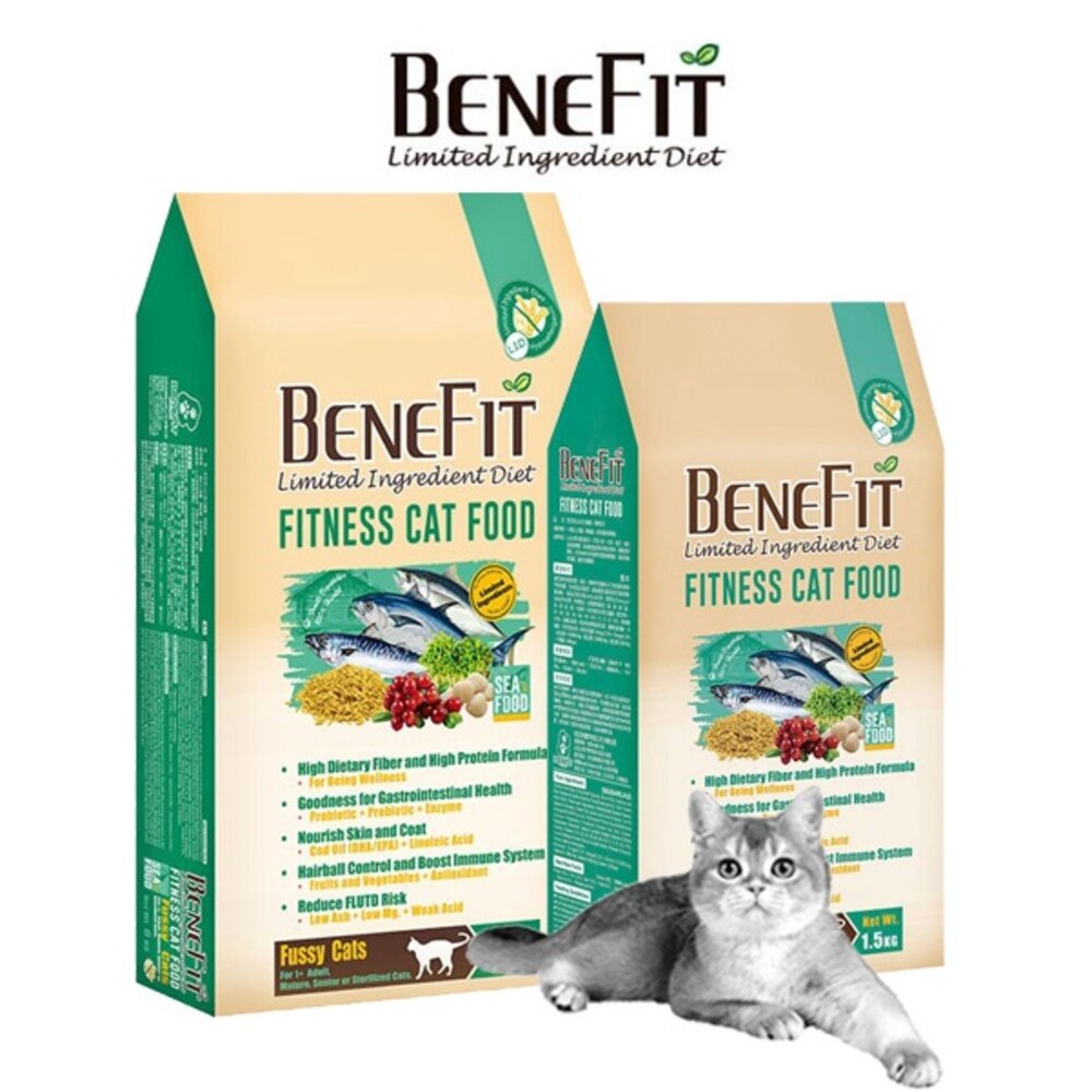 18846708125-BENEFIT 斑尼菲 L.I.D貓糧 活力貓糧 -海鮮配方 1.5kg-6kg(1.5kgx4) 貓飼料『WANG』