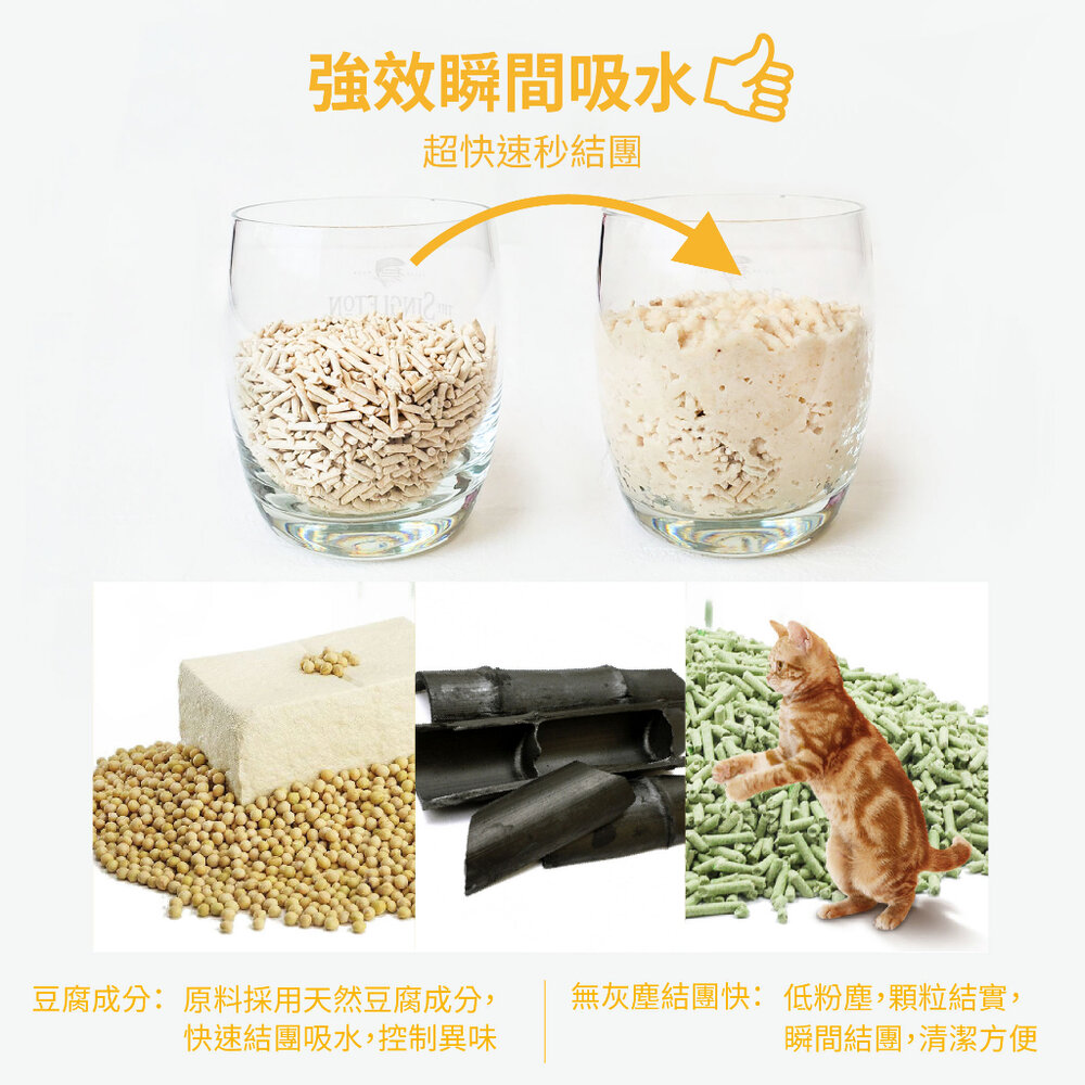 icat 寵喵樂 環保天然豆腐砂 6L【單包】扎實的凝結力 省時省力 豆腐砂 貓砂『WANG』-圖片-5