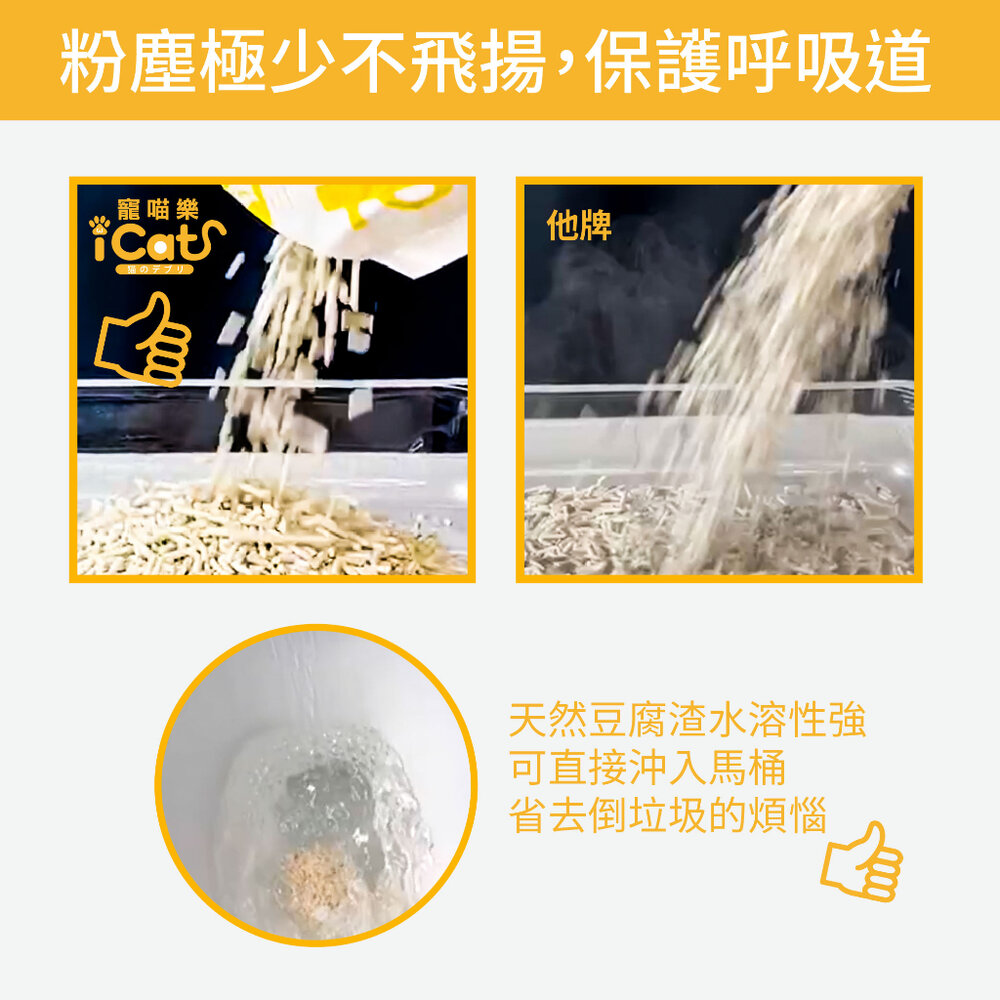 icat 寵喵樂 環保天然豆腐砂 6L【單包】扎實的凝結力 省時省力 豆腐砂 貓砂『WANG』-圖片-7