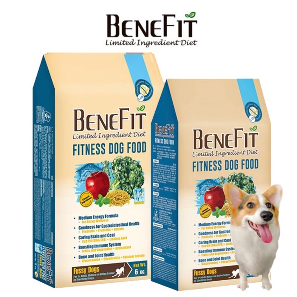 19346718799-BENEFIT 斑尼菲 L.I.D狗糧 活力狗糧 鴨肉羊肉1.5kg-6kg(1.5kgx4) 狗飼料『WANG』