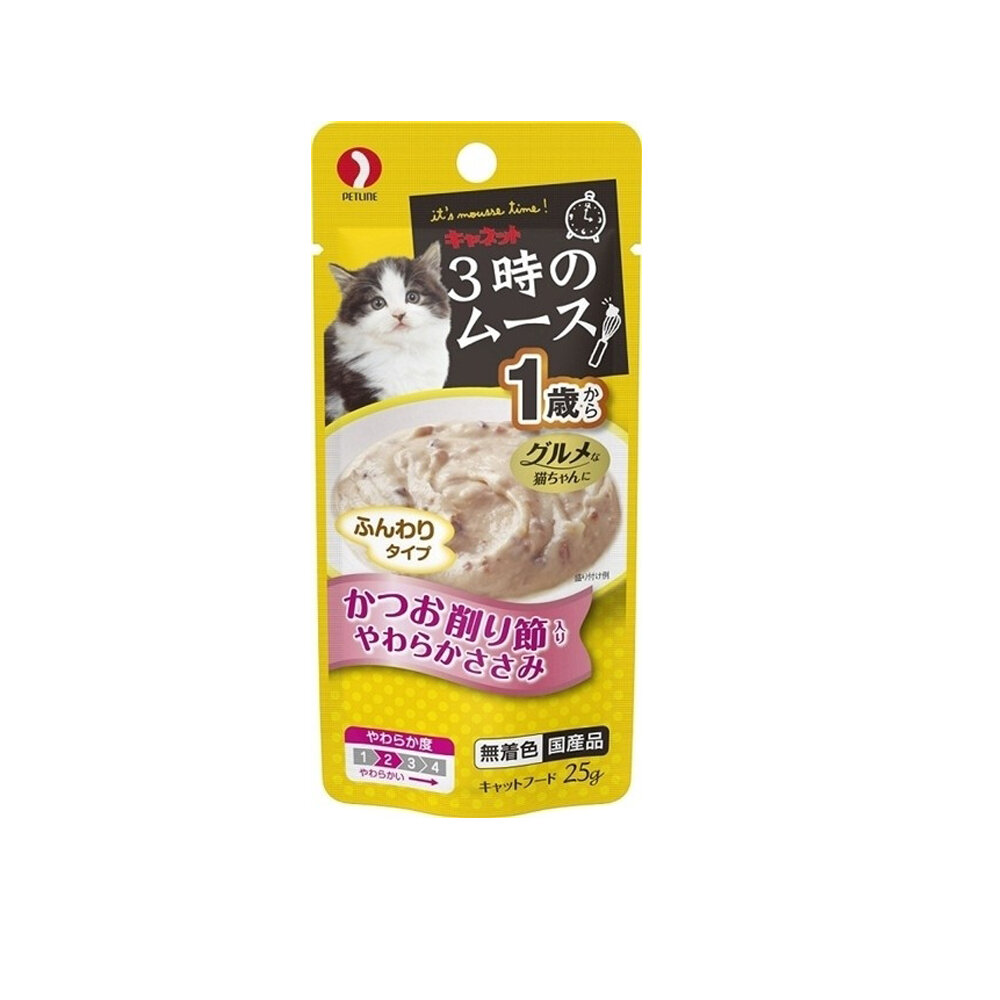 日本進口 PETLINE 三時貓用慕斯餐包 25g 副食 貓餐包 水份補給 全齡貓 貓餐包『WANG』-圖片-5
