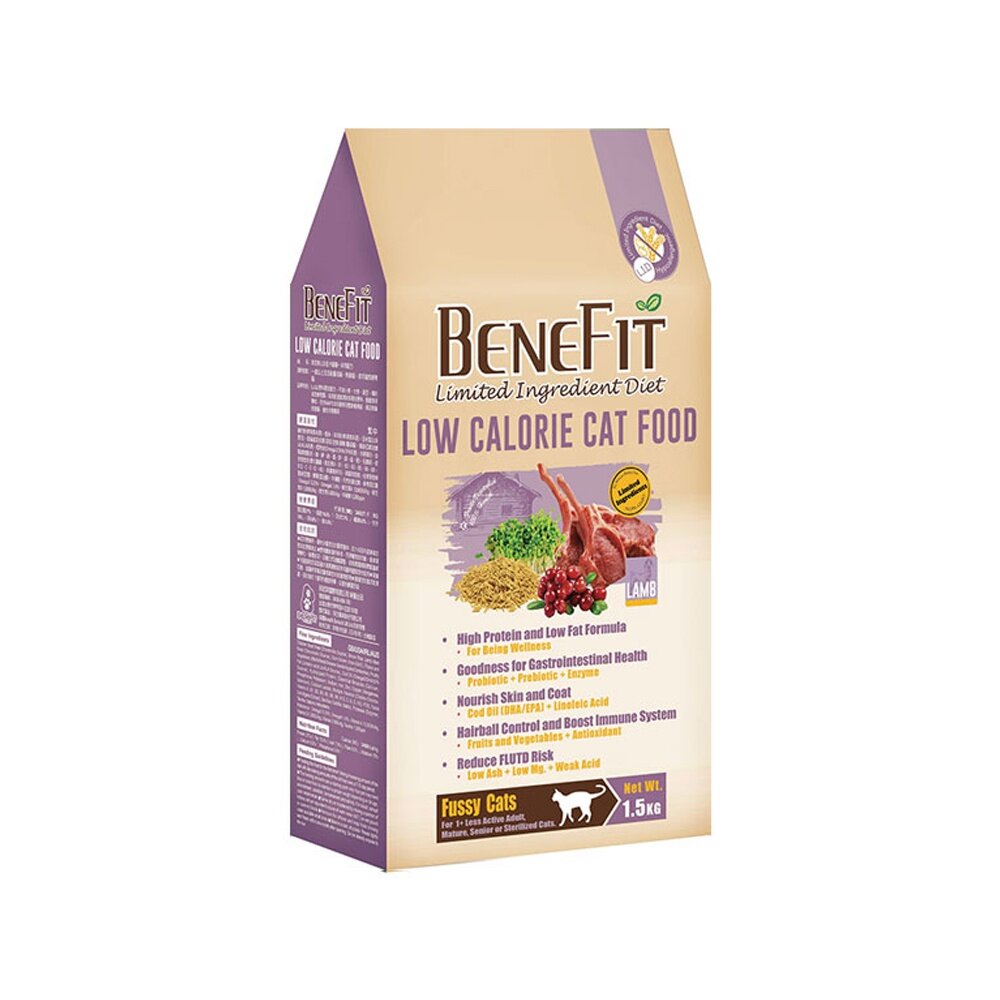 BENEFIT 斑尼菲 L.I.D貓糧 體態抗氧-羊肉配方 1.5kg-6kg(1.5kgx4) 貓飼料『WANG』-圖片-1