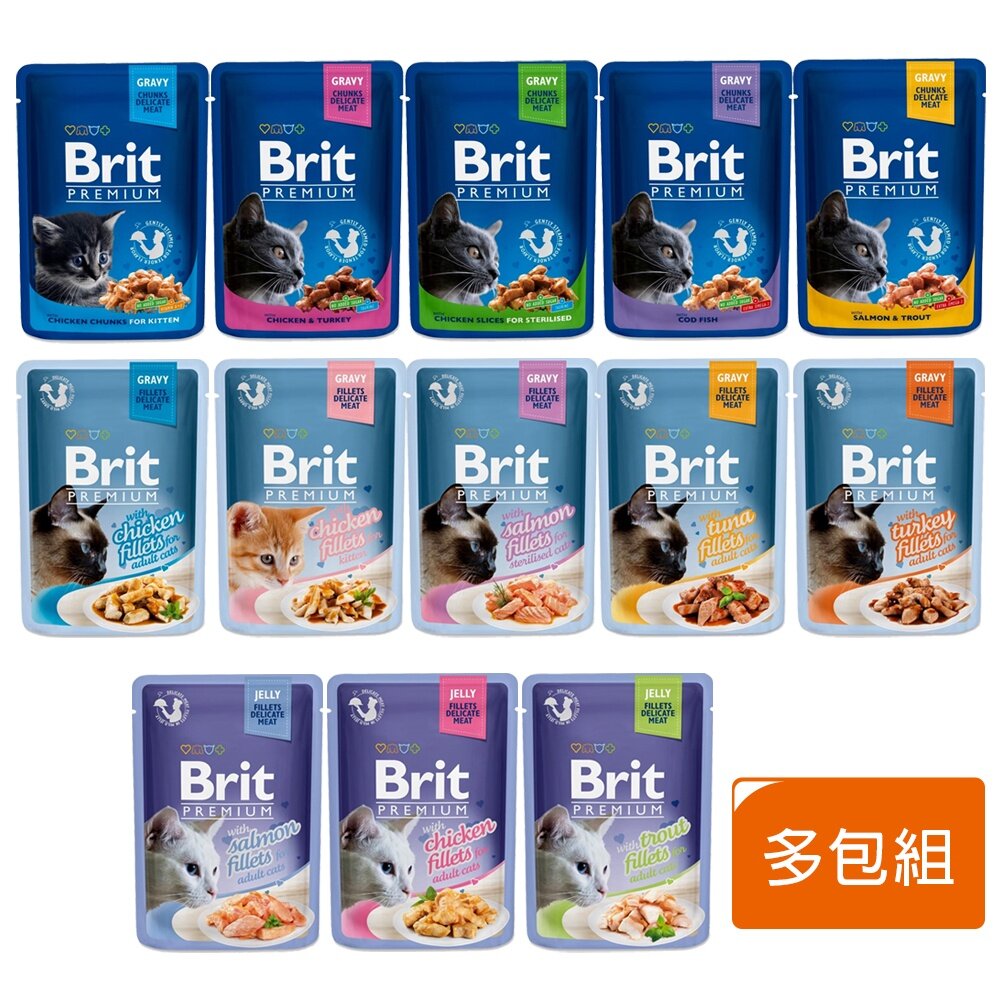 20322093999-Brit 咘莉 優選貓咪餐包 85g-100g【24包組】 多汁肉塊 肉片果凍 系列 貓餐包『WANG』