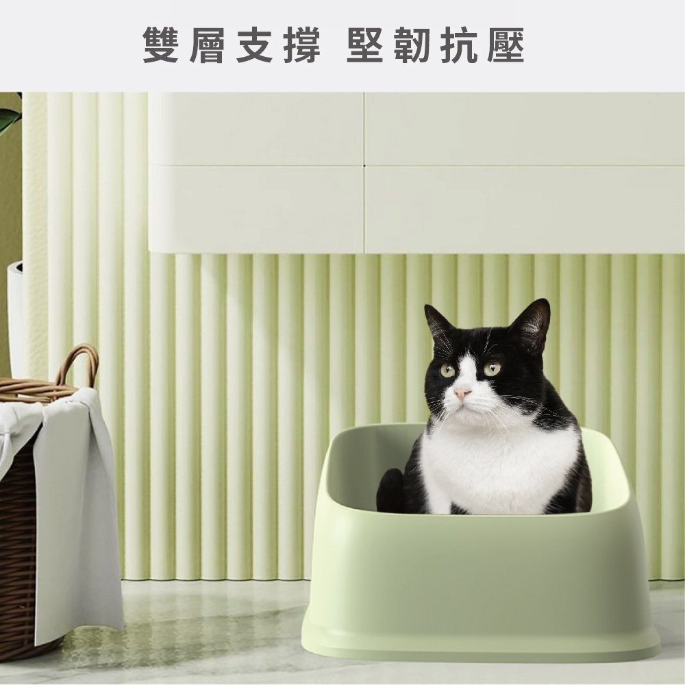 icat 寵喵樂 吐司敞開式貓砂盆【台灣極速出貨】大款 半罩 大空間 敞開式 貓砂盆『WANG』-圖片-5