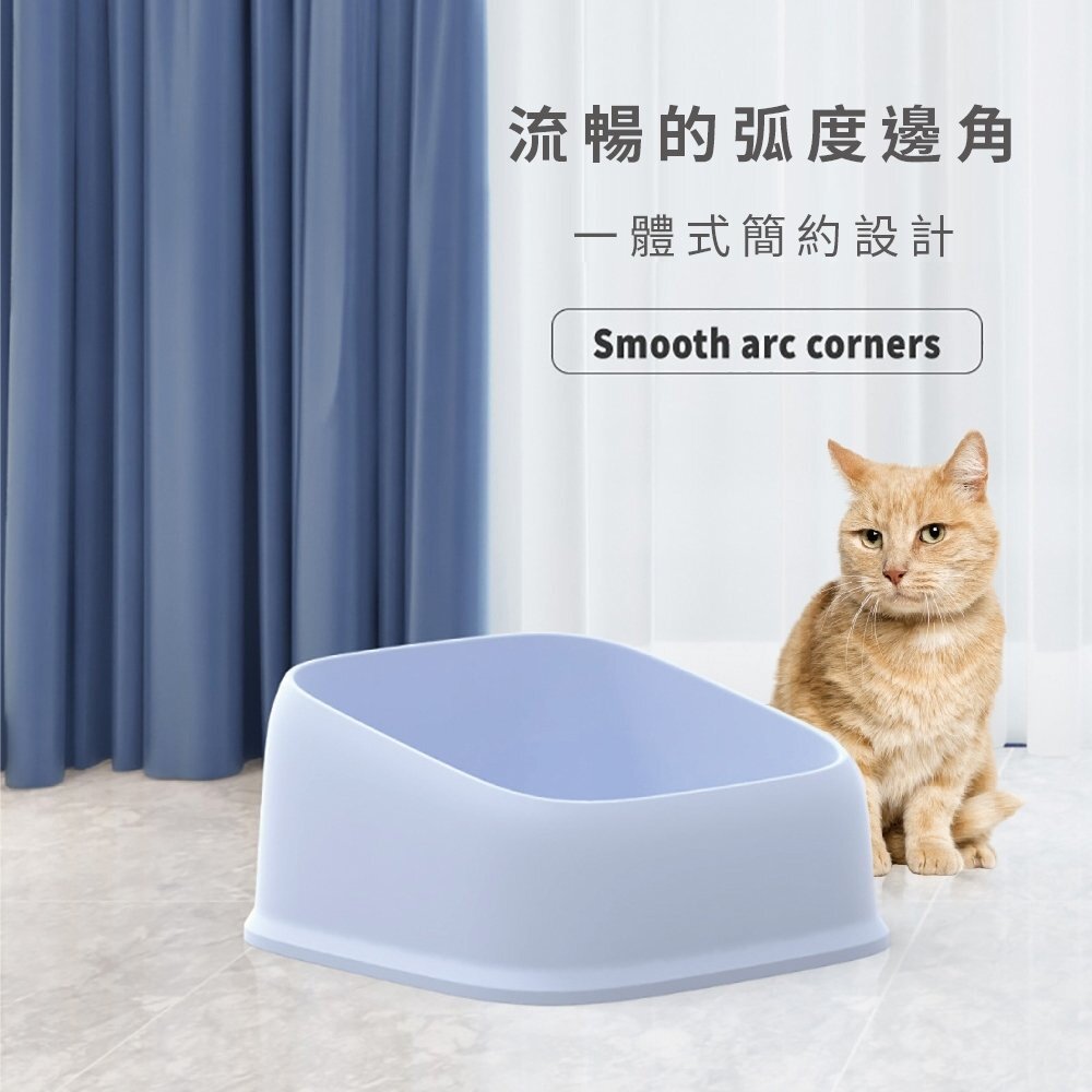 icat 寵喵樂 吐司敞開式貓砂盆【台灣極速出貨】大款 半罩 大空間 敞開式 貓砂盆『WANG』-圖片-6