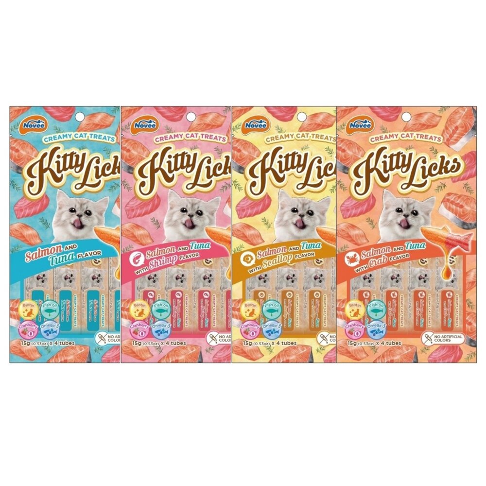 Kitty Licks 甜甜貓肉泥 60g【單包15gx4】鮭魚肉泥佐鮪魚 貓零食 貓肉泥『WANG』-圖片-1