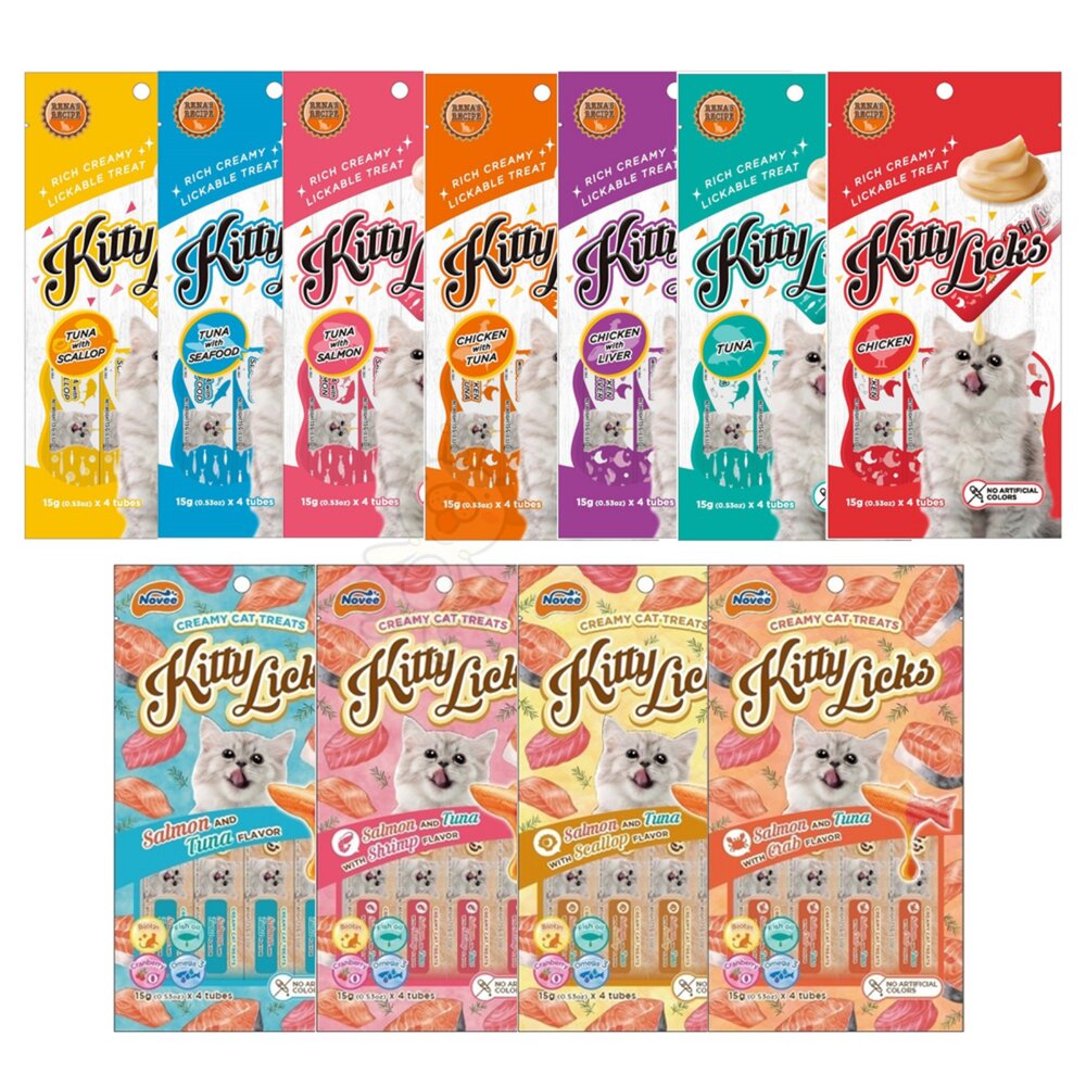Kitty Licks 甜甜貓肉泥 60g【單包15gx4】48小時快速出貨 鮭魚肉泥佐鮪魚 貓零食 貓肉泥『WANG』-圖片-1