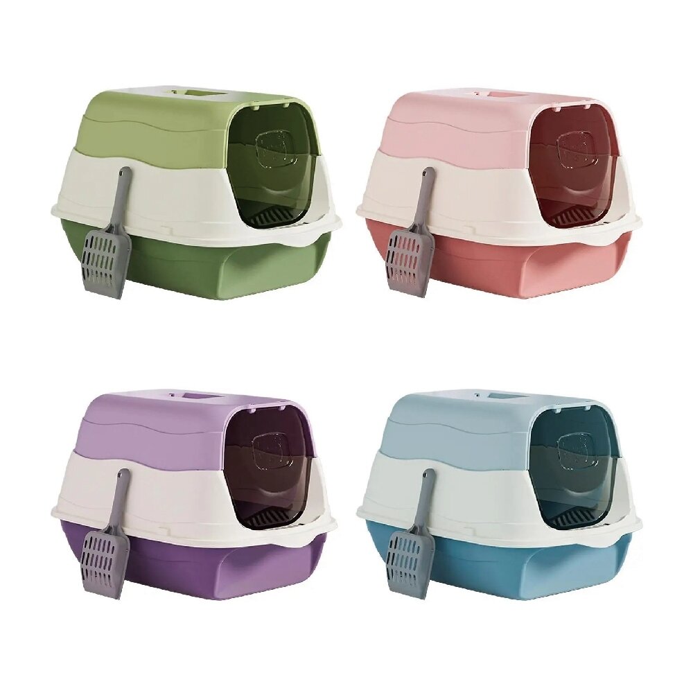 iCat 寵喵樂 B款兩用式全半罩貓砂盆【台灣極速出貨】送貓砂鏟+除臭包 超大號 貓廁所 貓砂盆『WANG』-圖片-1