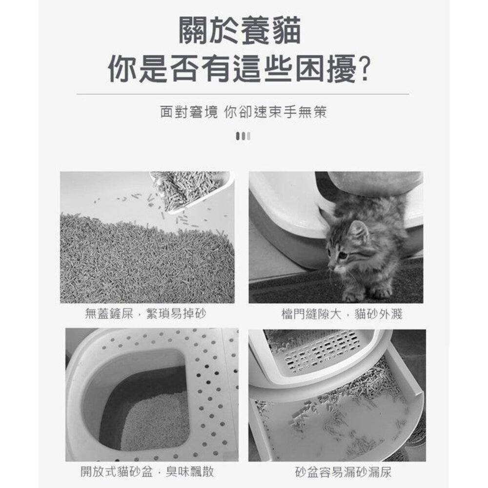 iCat 寵喵樂 B款兩用式全半罩貓砂盆【台灣極速出貨】送貓砂鏟+除臭包 超大號 貓廁所 貓砂盆『WANG』-圖片-2