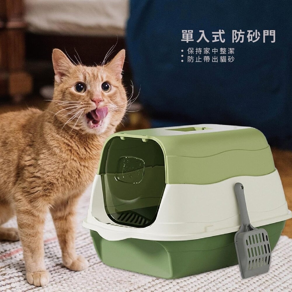 iCat 寵喵樂 B款兩用式全半罩貓砂盆【台灣極速出貨】送貓砂鏟+除臭包 超大號 貓廁所 貓砂盆『WANG』-圖片-3