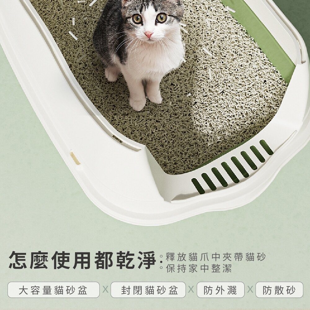 iCat 寵喵樂 B款兩用式全半罩貓砂盆【台灣極速出貨】送貓砂鏟+除臭包 超大號 貓廁所 貓砂盆『WANG』-圖片-7