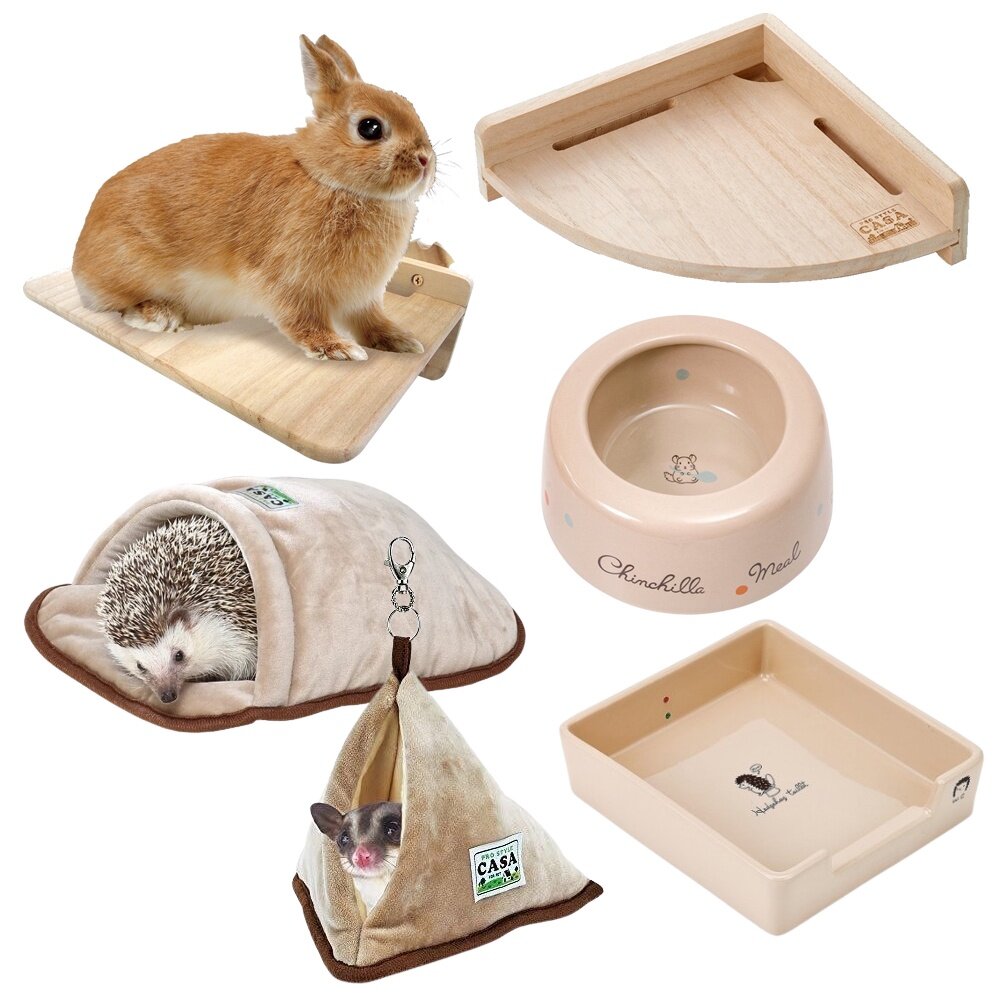 MARUKAN CASA 小動物用品 安心跳板 刺蝟柔軟睡床 刺蝟三角吊床 龍貓防潑陶瓷碗 刺蝟陶瓷廁所『WANG』-圖片-1