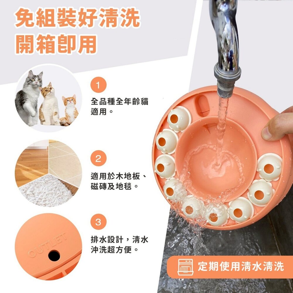KADTC 貓玩具 益智慢食玩具盤 智趣軌道球 聰明貓訓練站 智探寶盒 慢食樂活益智碗『WANG』-圖片-5