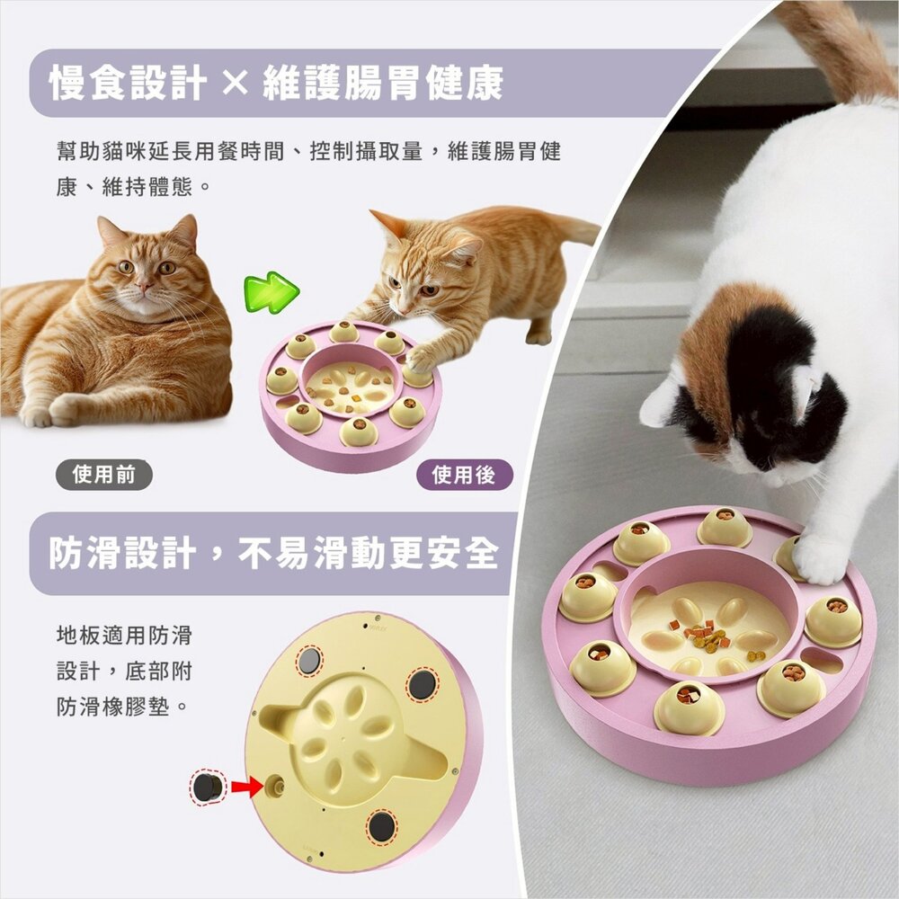KADTC 貓玩具 益智慢食玩具盤 智趣軌道球 聰明貓訓練站 智探寶盒 慢食樂活益智碗『WANG』-圖片-8