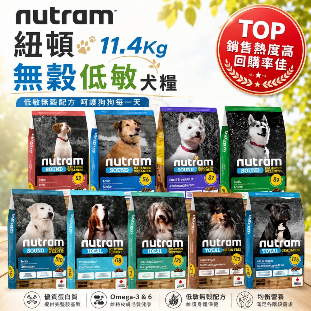 21688463-加拿大 Nutram 紐頓 無穀低敏犬糧 11.4Kg WDJ推薦 腸胃敏感 狗乾糧 狗主食 狗飼料『WANG』