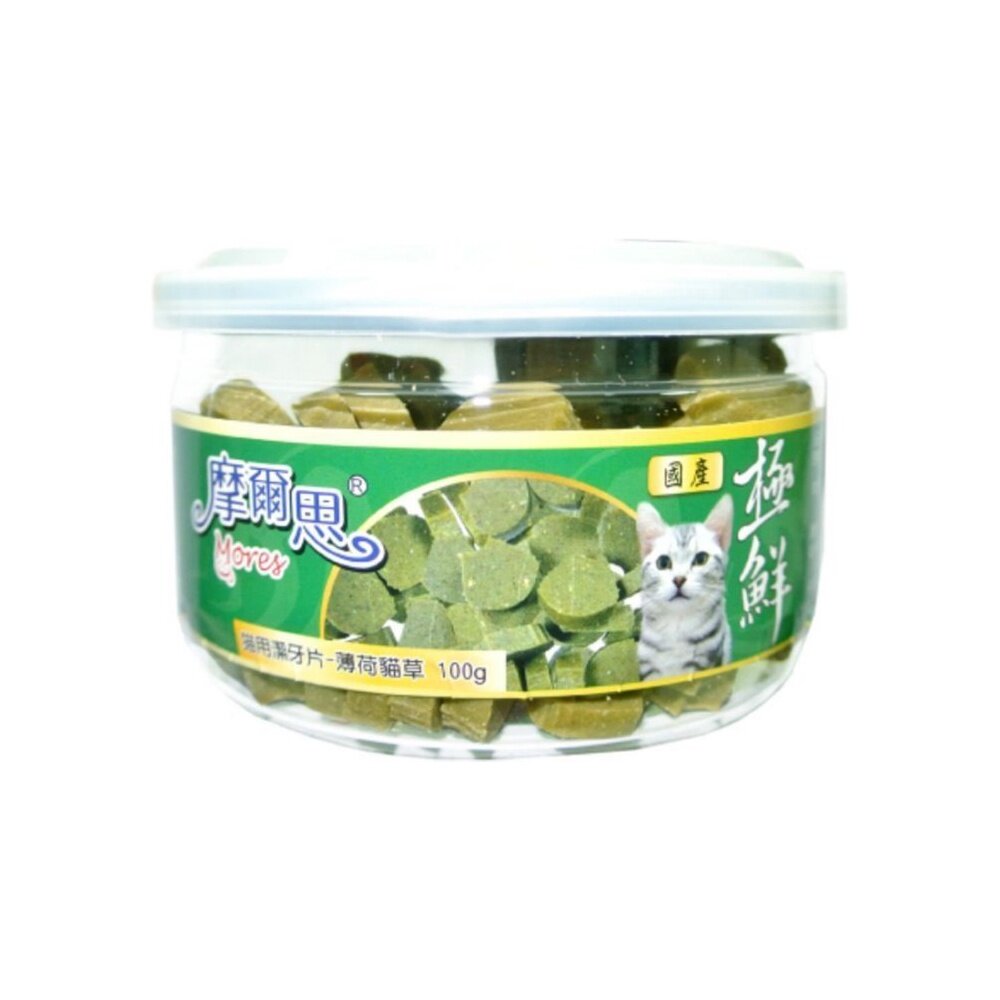 摩爾思 Mores 貓用潔牙片 100g 薄荷/鮮蝦干貝/鮭魚/鮪魚/木天蓼 貓零食『WANG』-圖片-2