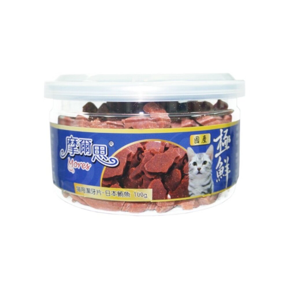 摩爾思 Mores 貓用潔牙片 100g 薄荷/鮮蝦干貝/鮭魚/鮪魚/木天蓼 貓零食『WANG』-圖片-3
