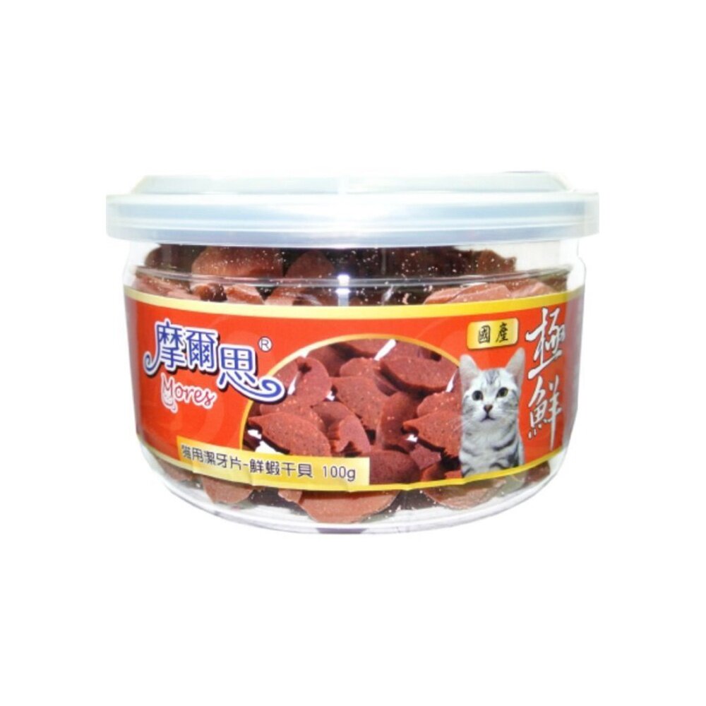 摩爾思 Mores 貓用潔牙片 100g 薄荷/鮮蝦干貝/鮭魚/鮪魚/木天蓼 貓零食『WANG』-圖片-4