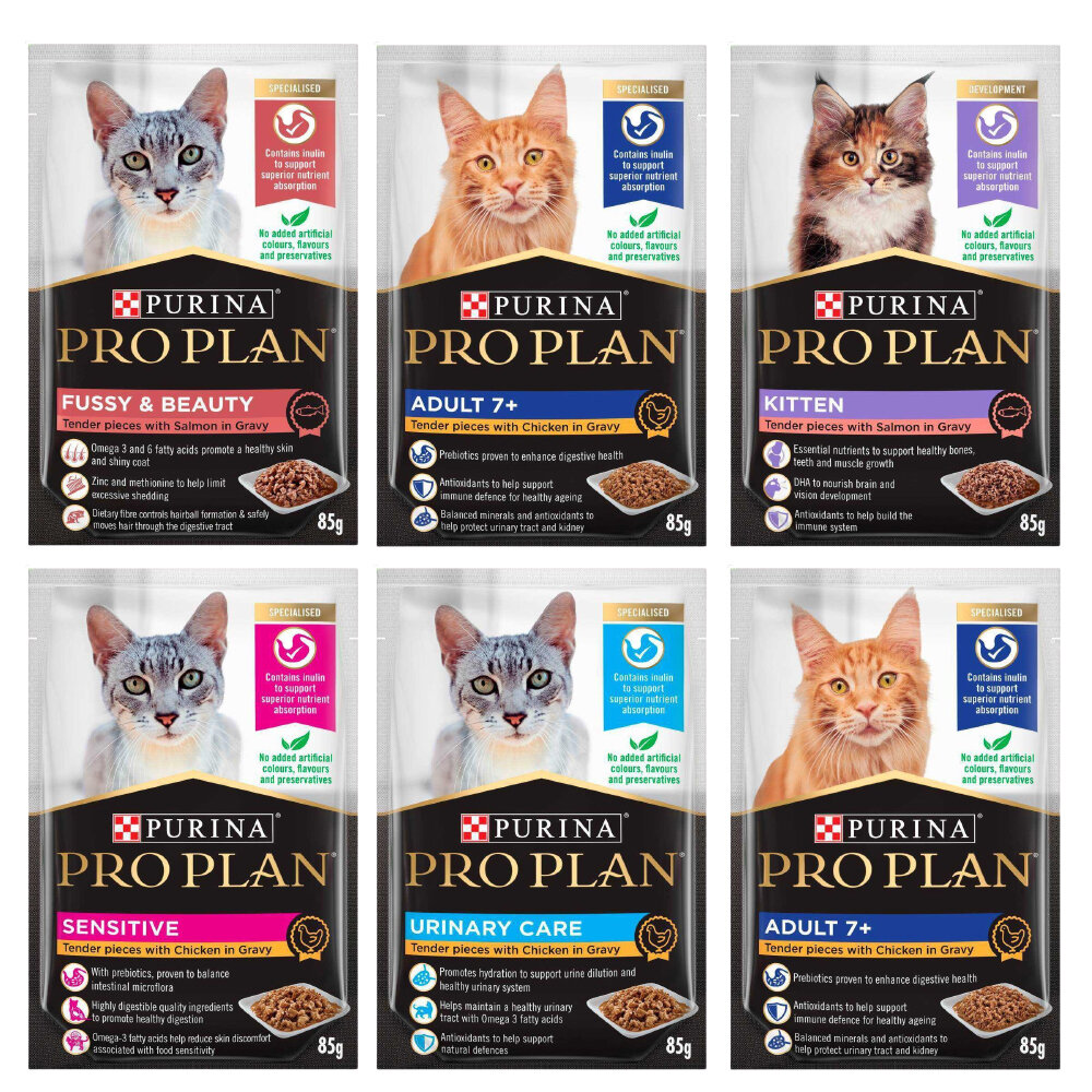 21822666772-PROPLAN 冠能 功能性主食餐包 85g【12包組】成幼貓化毛 泌尿保健 敏感膚質照護 熟齡貓 貓餐包『WANG』