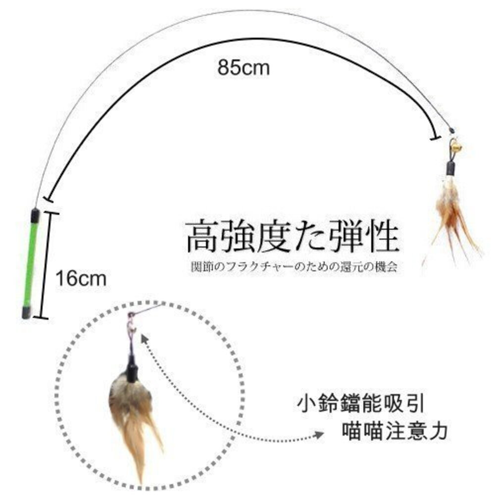 icat 寵喵樂 逗貓棒 木柄毛絨鈴鐺桶裝禮盒 1014三節釣魚桿伸縮式8件套 1013木把伸縮桿逗貓棒『WANG』-圖片-3