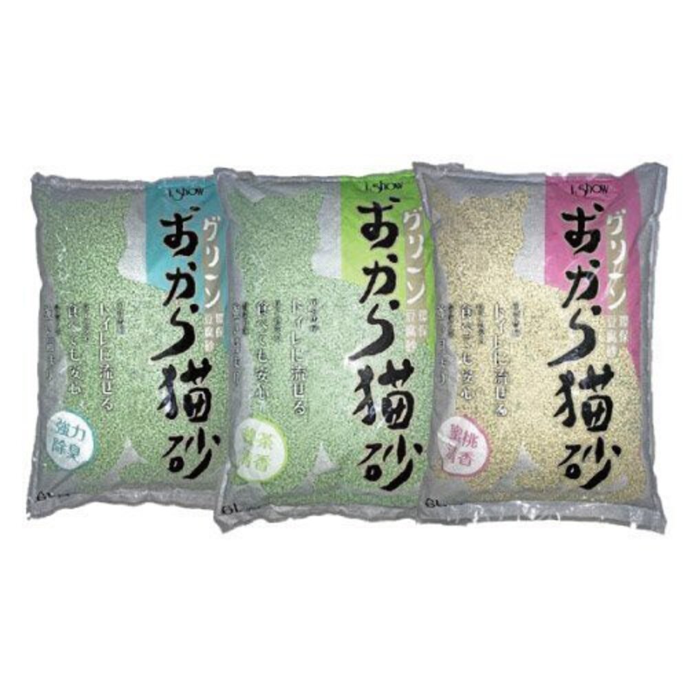 ishow 環保豆腐砂 6L【單包】 強力除臭 綠茶清香 蜜桃清香 除臭力強 低粉塵 貓砂『WANG』-圖片-1