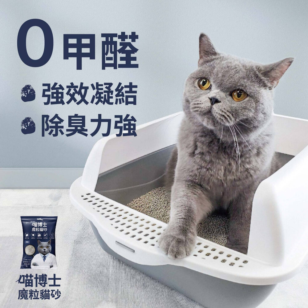喵博士 0甲醛強效凝結除臭貓砂 5L 球砂款 小米粒款 膨潤土 強效凝結 除臭 0甲醛 貓砂『WANG』-圖片-2