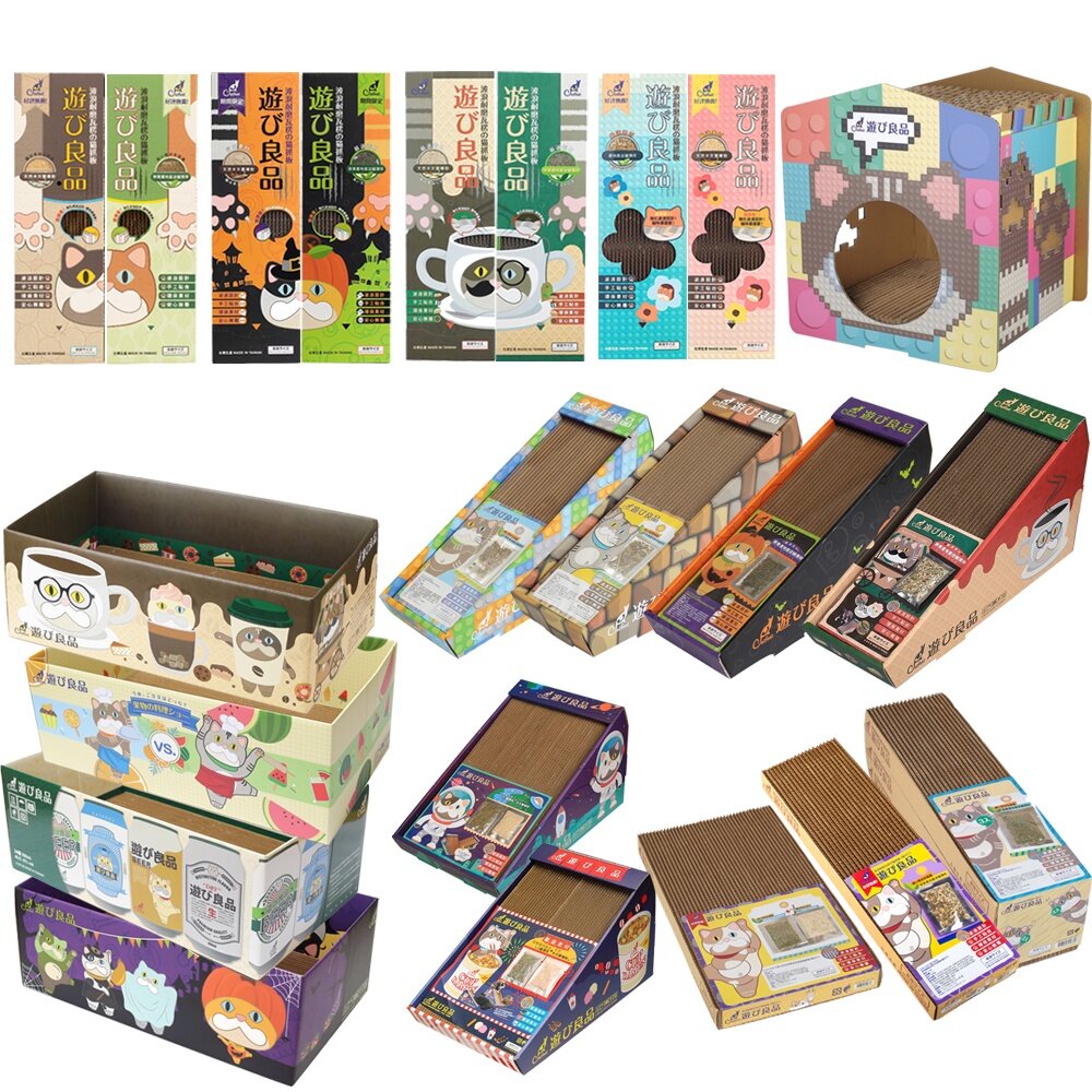 Catfeet 遊玩良品 貓抓板 單盒 箱型 波浪耐磨 補充板 津波貓抓板 大斜坡貓抓板『WANG』-圖片-1