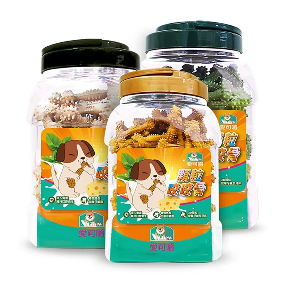 22448788858-X Chew 愛可嚼顆粒咬咬骨桶裝700g S/M/L號 起司/牛奶/草本 潔牙 狗點心 狗零食『WANG』