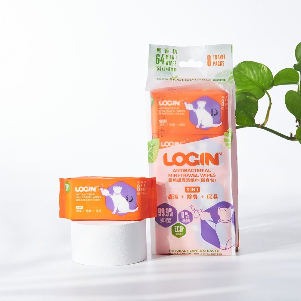 澳洲 LOGIN 洛格 3合一除臭抑菌護理濕紙巾 犬貓 8抽|50抽 隨手包 無酒精溫和不刺激 濕紙巾『WANG』-圖片-4