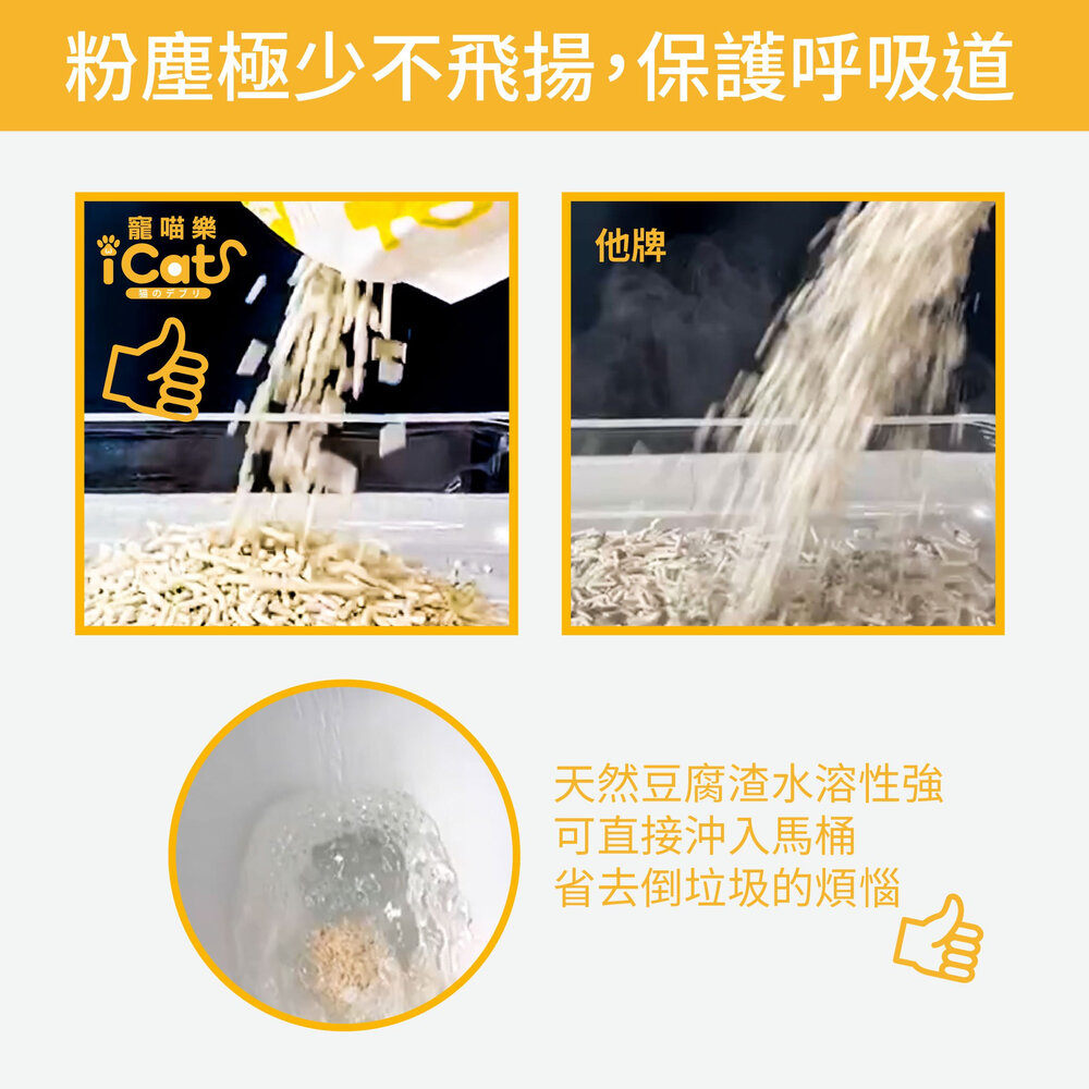 icat 寵喵樂 環保天然豆腐砂 6L【6包組免運】台灣現貨 扎實的凝結力 省時省力 豆腐砂 貓砂『WANG』-圖片-8