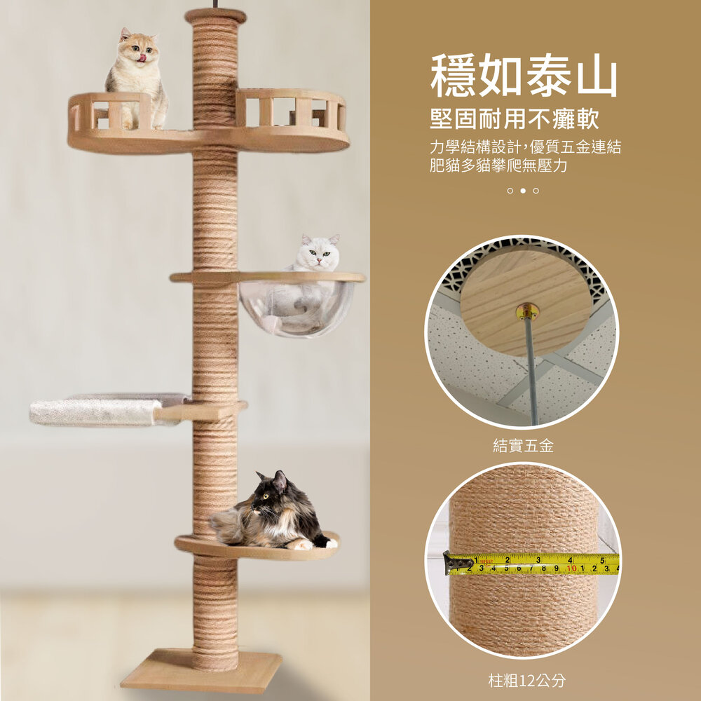 icat 寵喵樂 通天柱 【免運】特高特大台貓跳台 懸掛式觀景貓跳台 貓抓板 貓跳台『WANG』-圖片-4
