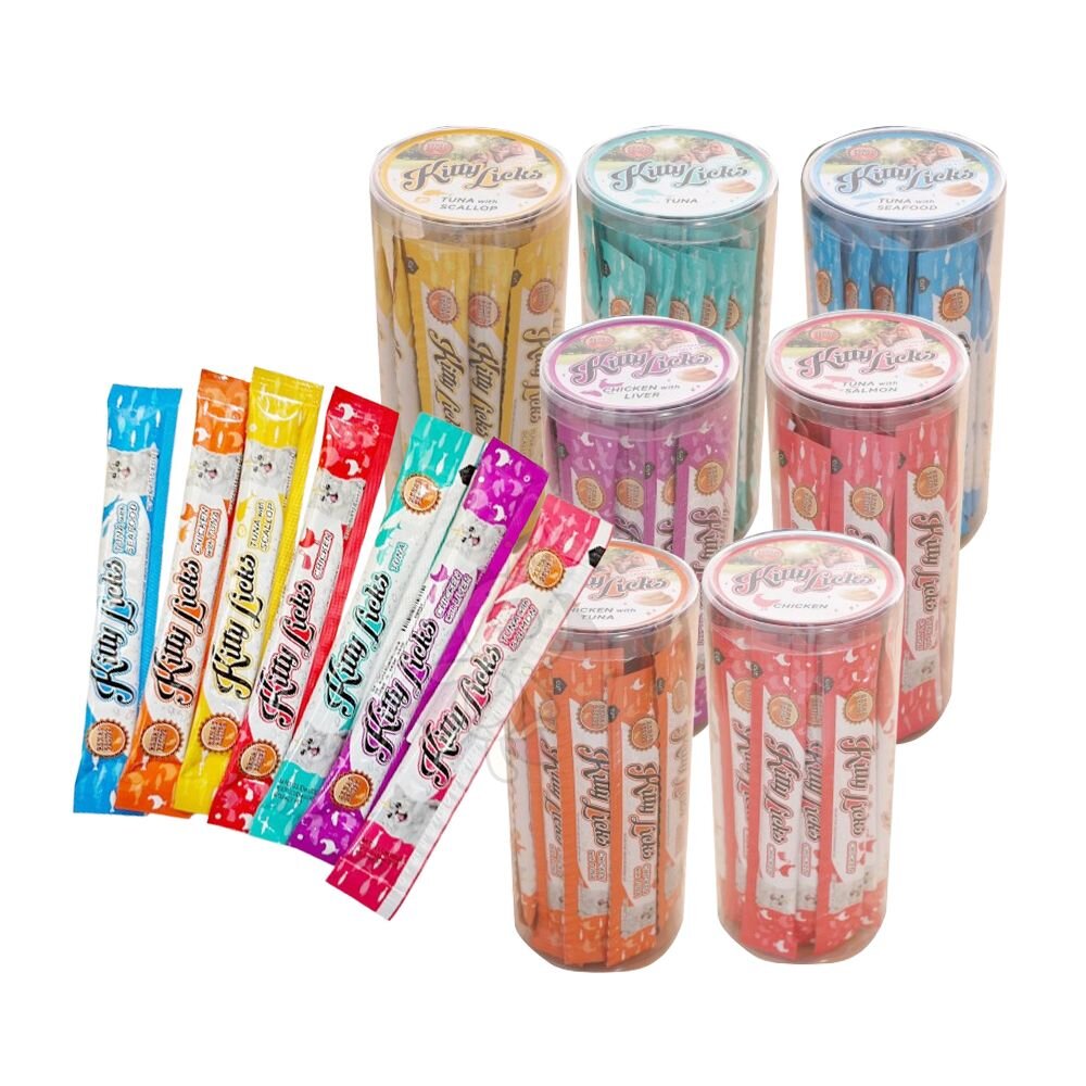 Kitty Licks 甜甜貓肉泥 【30入桶裝】 450g 7種口味 條狀包裝方便餵食 貓肉泥『WANG』-圖片-1
