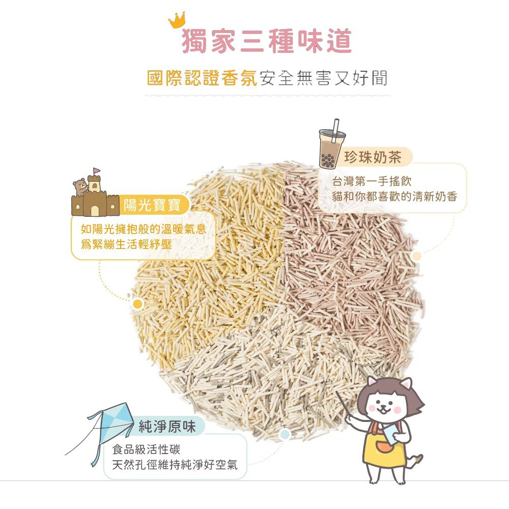 超凝小姐 除臭豆腐砂 凝結木薯砂【6包組免運】超凝結 益生菌 米粒砂 條砂 木薯砂 混合砂 豆腐砂 貓砂『WANG』-圖片-4