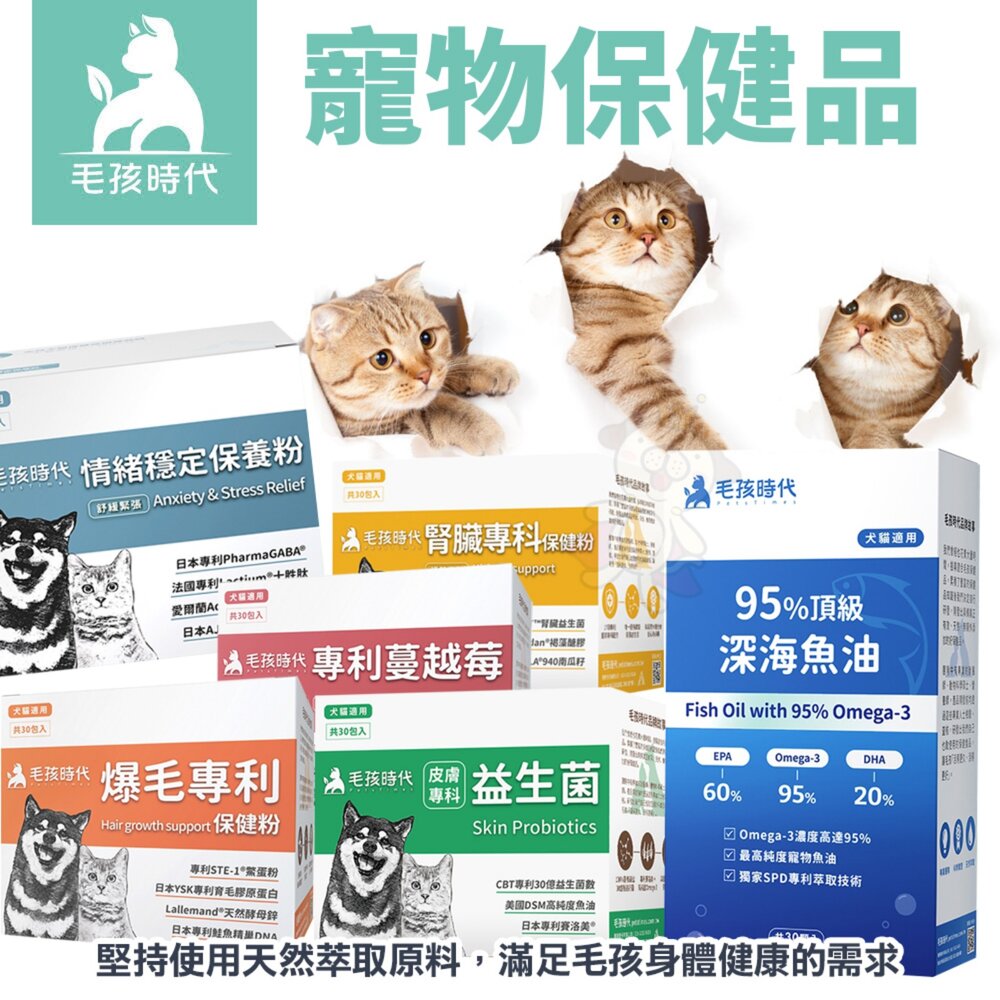 毛孩時代 犬貓保健品 心臟 關節 腸胃 泌尿 葉黃素 腎臟 皮膚 爆毛 化毛 深海魚油 寵物保健『WANG』-圖片-2