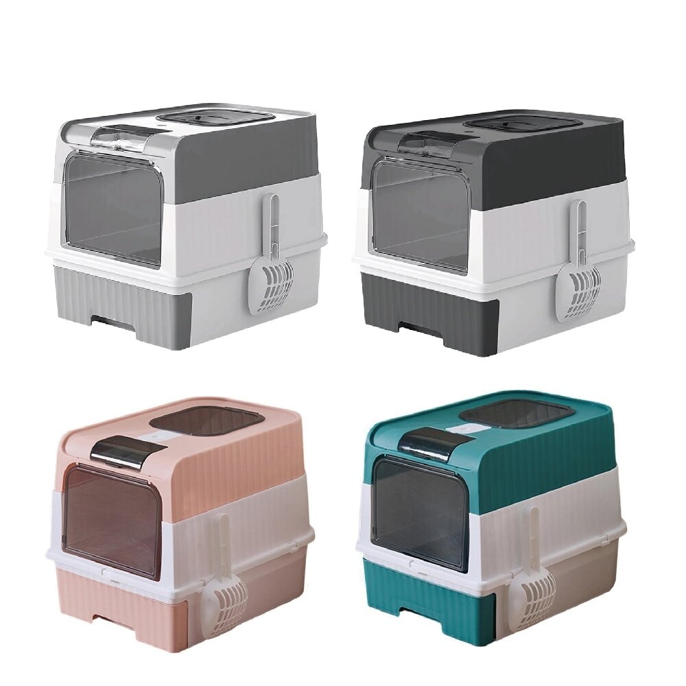 iCat 寵喵樂 紫外線雙門豪華上掀抽屜式B款貓砂盆【台灣極速出貨】送貓砂鏟+除臭包 超大款 貓砂盆『WANG』-圖片-1