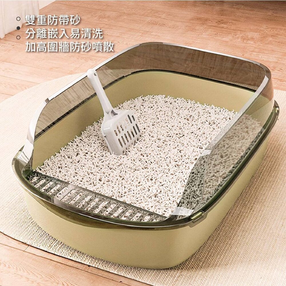 iCat 寵喵樂 超大號加厚高圍牆貓砂盆【台灣極速出貨】大空間貓廁所 加高加厚 半罩式 貓砂盆『WANG』-圖片-2