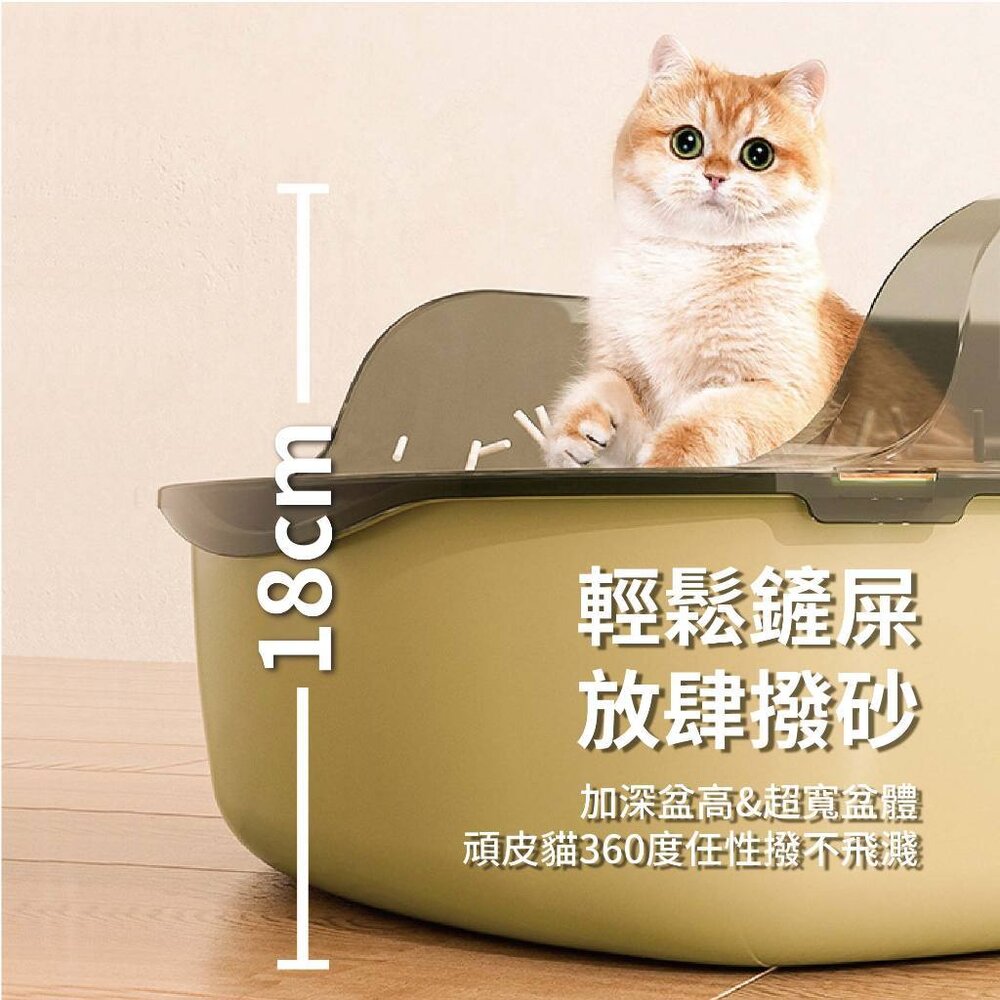 iCat 寵喵樂 超大號加厚高圍牆貓砂盆【台灣極速出貨】大空間貓廁所 加高加厚 半罩式 貓砂盆『WANG』-圖片-3