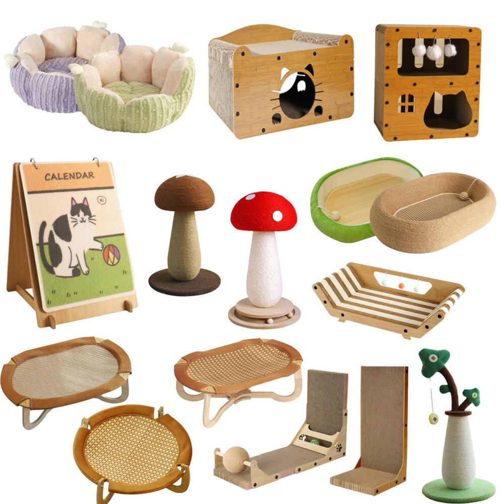 喵仙兒 造型貓抓板 仙人掌 木劍麻貓抓柱 雙層貓抓屋 貓抓窩 行軍床 沙發 睡床 貓抓板『WANG』-圖片-1