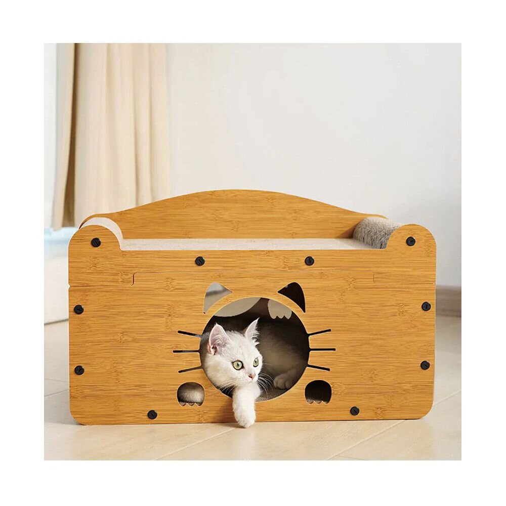 喵仙兒 造型貓抓板 仙人掌 木劍麻貓抓柱 雙層貓抓屋 貓抓窩 行軍床 沙發 睡床 貓抓板『WANG』-圖片-3