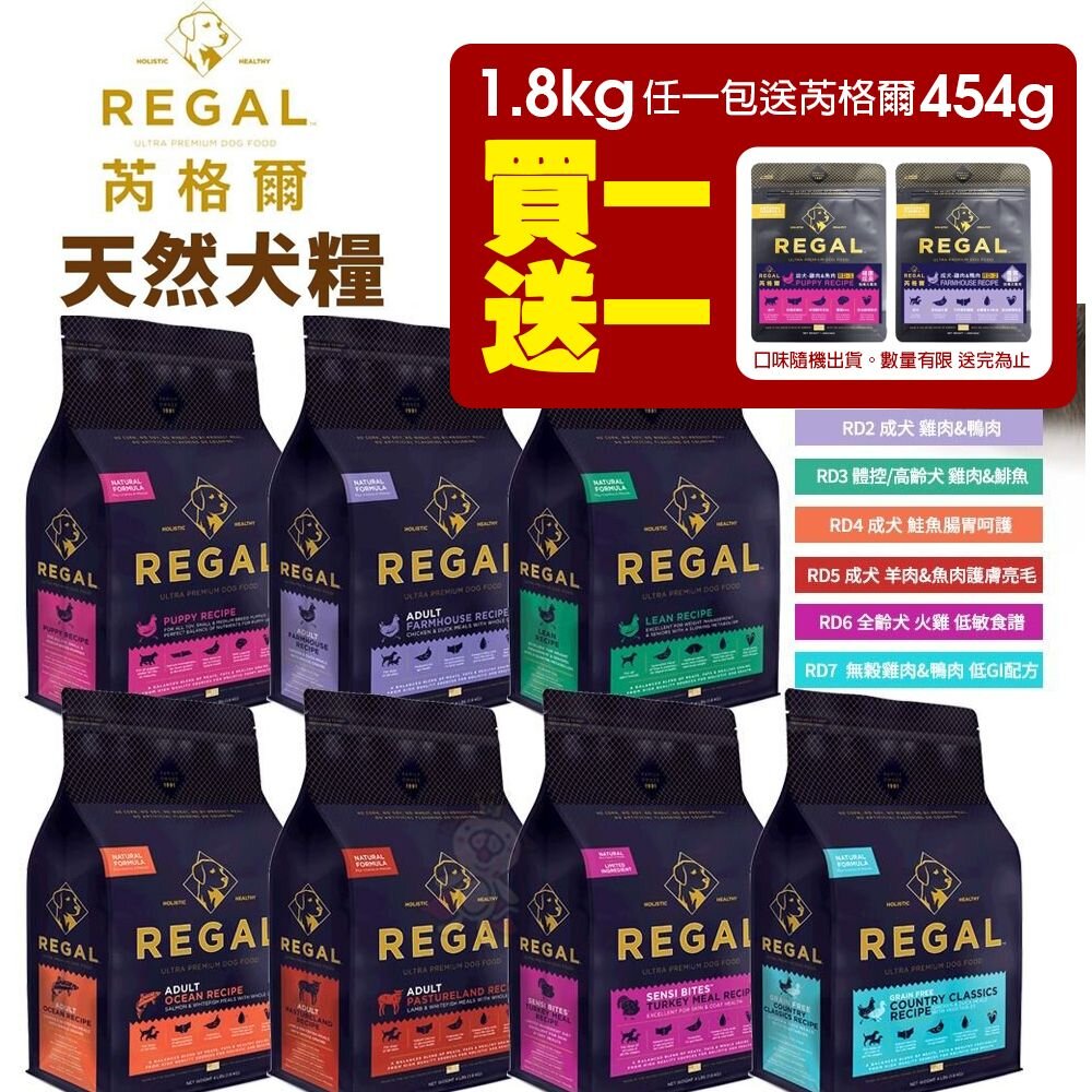 240716194732-REGAL 芮格爾天然寵糧 狗糧4LB(1.8kg) 幼犬 成犬 室內犬 高齡犬 犬飼料 犬糧 狗飼料『WANG』