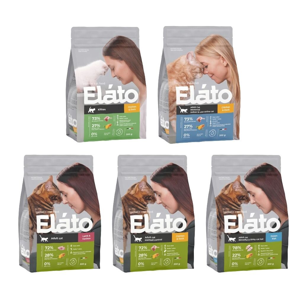 Elato 杜莎 天然無榖貓飼料 300g 貓乾糧 幼貓 室內貓 結紮貓 化毛 亮毛 貓糧『WANG』-圖片-1