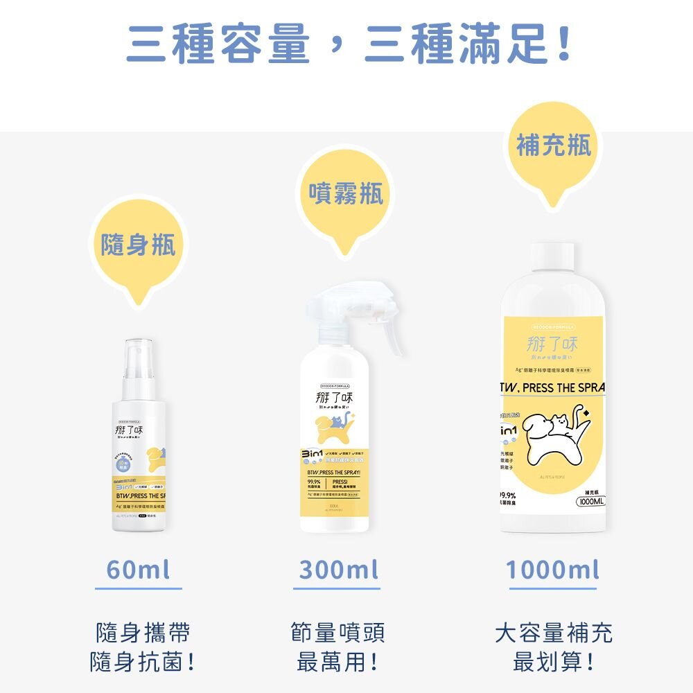 掰了味 Ag+銀離子科學寵物環境除臭噴霧-草本清香 隨身瓶 噴霧瓶 大容量 居家清潔『WANG』-圖片-3