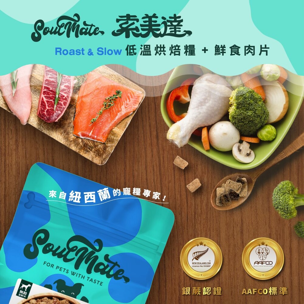 Soulmate 索美達 犬用肉糧 嚐鮮包 低溫烘焙糧+鮮食肉片 凍乾 肉片 鮮食肉片 狗飼料『WANG』-圖片-4