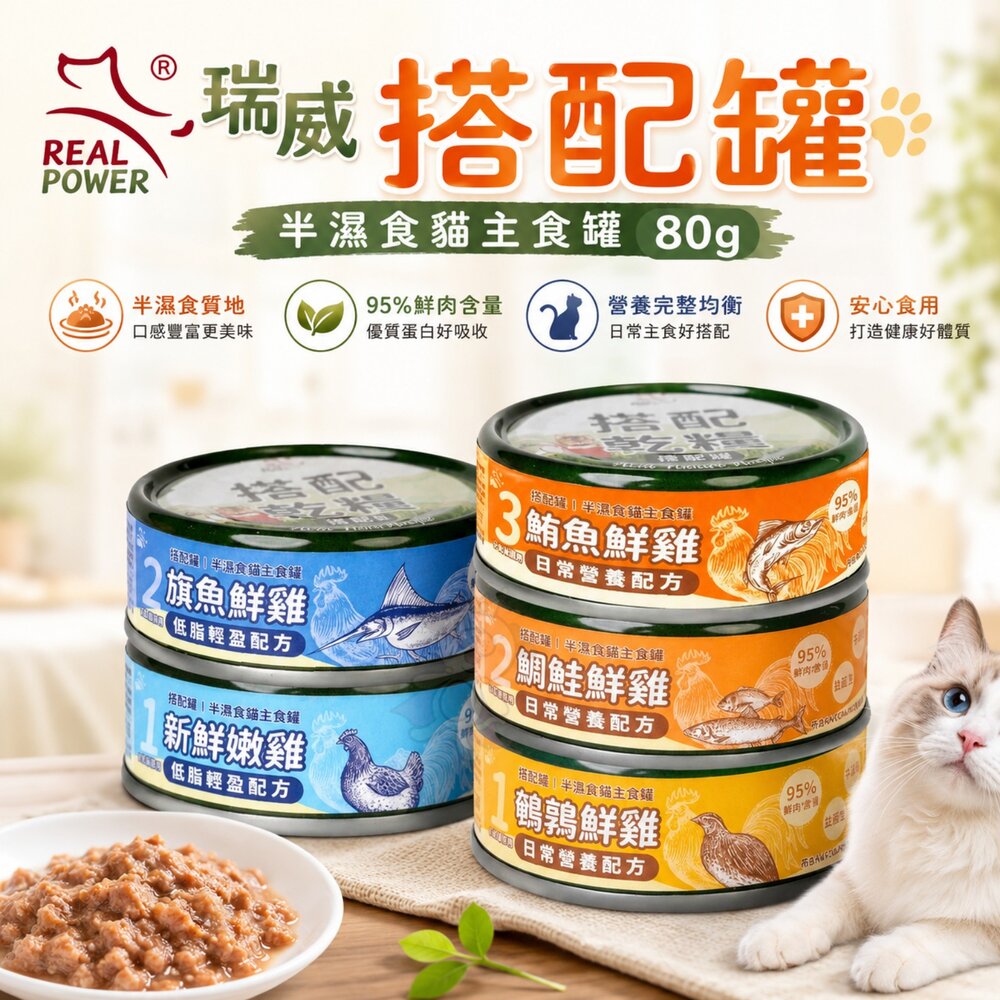 241218151844-Real Power 瑞威 搭配罐 半濕食貓主食罐 80g【單罐】日常營養配方 低脂輕盈配方 補水罐 貓罐頭『WANG』