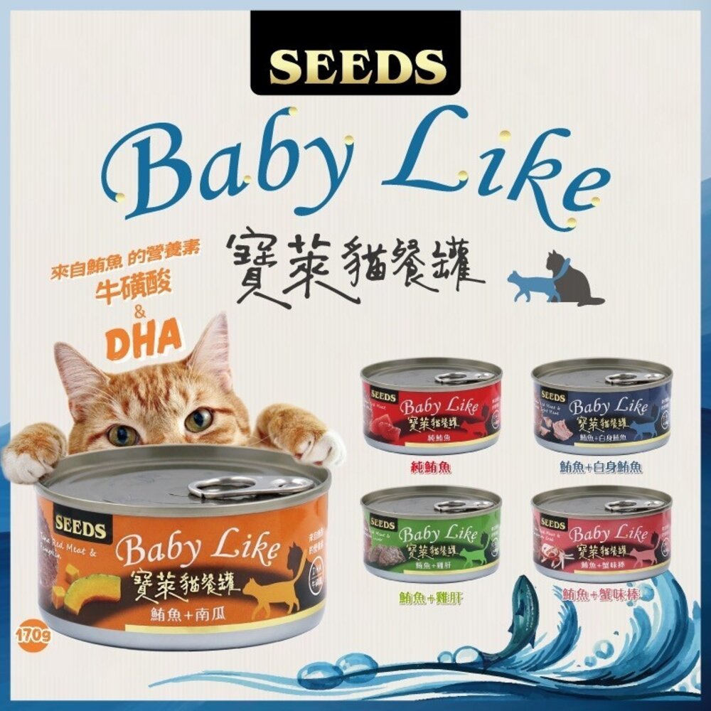 SEEDS 惜時 聖萊西 寶萊貓餐罐 170g【單罐】 豐富DHA 鮮肉罐 貓罐頭『WANG』-圖片-2