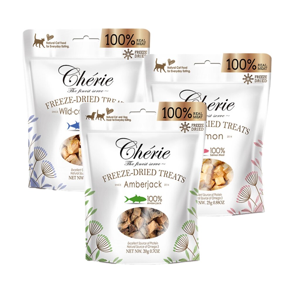 Cherie 法麗 100%原肉凍乾系列20-30g【8包組免運】鮮魚凍乾 凍乾 狗零食 貓零食 犬貓通吃『WANG』-圖片-1