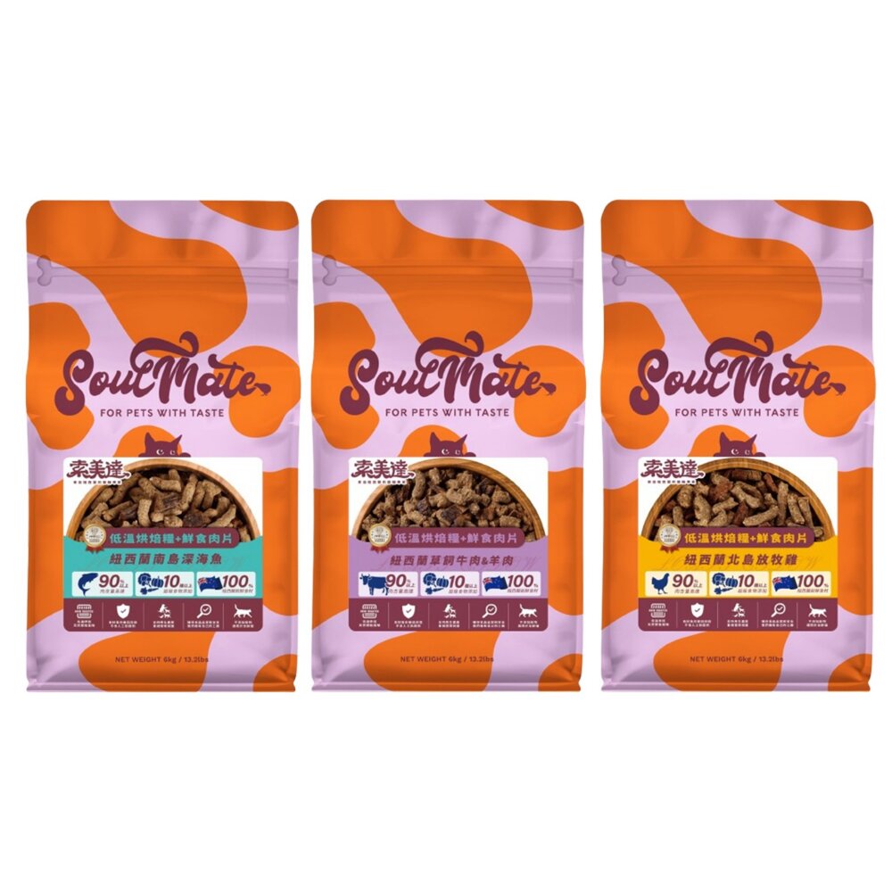 Soulmate 索美達 貓用肉糧 嚐鮮包 40g 低溫烘焙糧+鮮食肉片 凍乾 肉片 鮮食肉片 貓飼料『WANG』-圖片-1