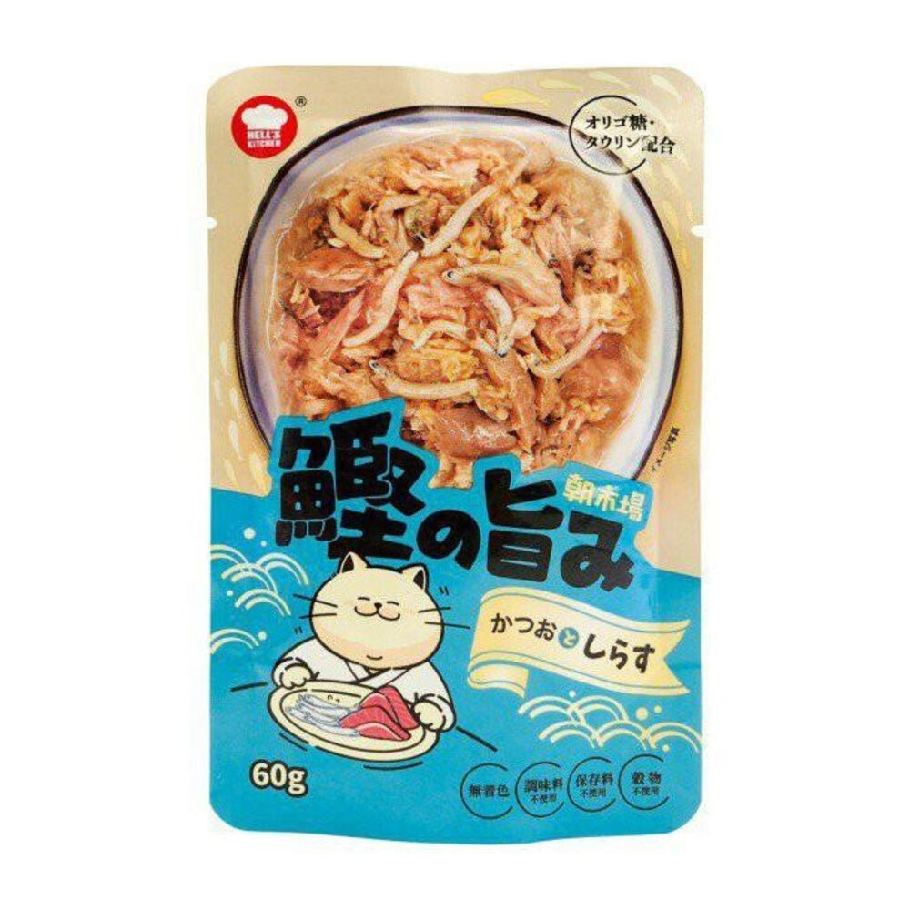 Hell's Kitchen 海兒廚房 朝市場貓餐包 60g【單包】鰹魚 白身魚 吻仔魚 蝦子 鮭魚 蟹肉棒『WANG』-圖片-7