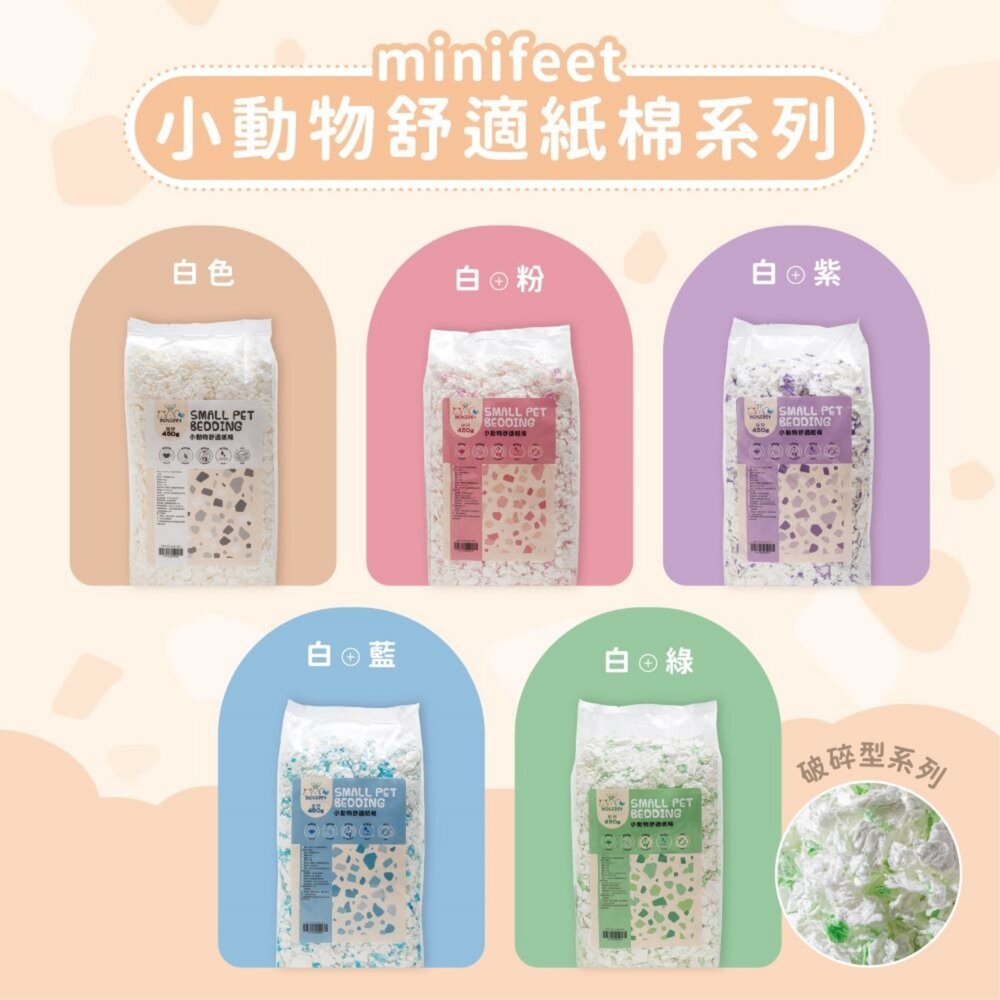 MiniFeet 小動物舒適紙棉 破碎型 顆粒型 無粉塵 高效除臭 超強吸水力 小動物紙棉『WANG』-圖片-2